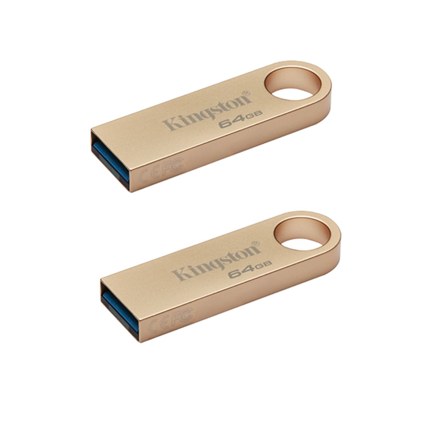 Unidad USB Kingston DataTraveler SE9 Gen 3 - 64GB Metal USB 3.2 Gen 1 (Paquete de 2) - Dorada