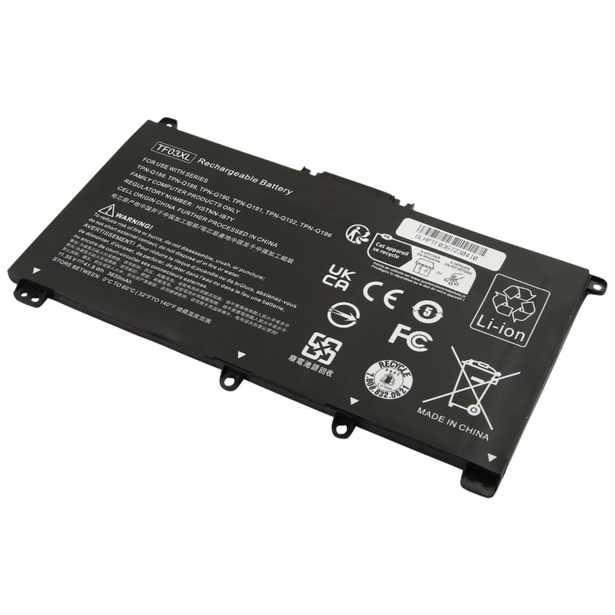 Batería de reemplazo Avizar para HP Pavilion 15-CC, 11.55V, 3630mAh (42Wh), Negro