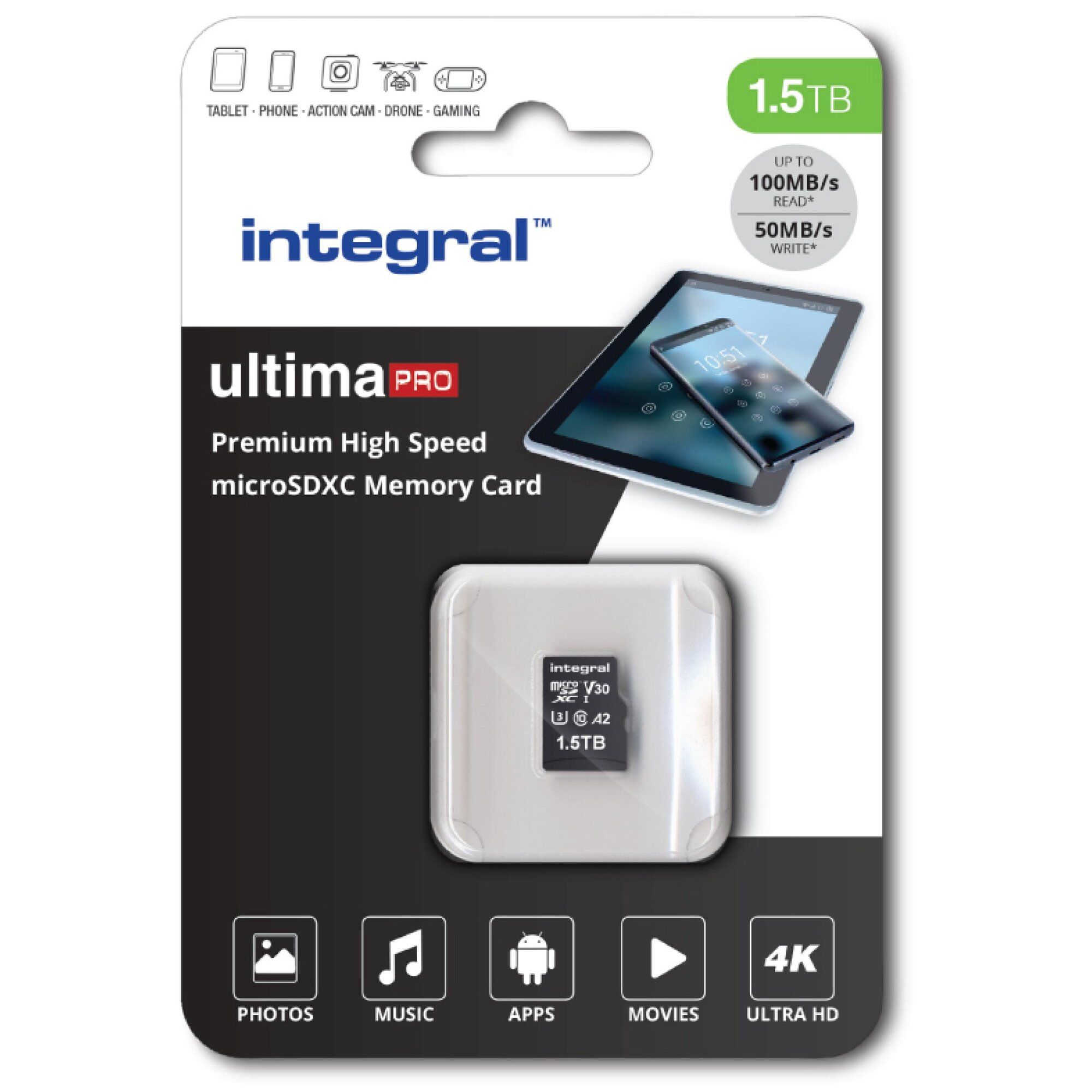 Integral 1.5TB UHS-I Flash Memory Card (INMSDX1.5TB-100/80V30)