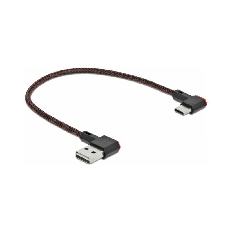 Cable Delock USB 2.0, USB-A a USB-C, 0,20 m, contactos dorados, negro