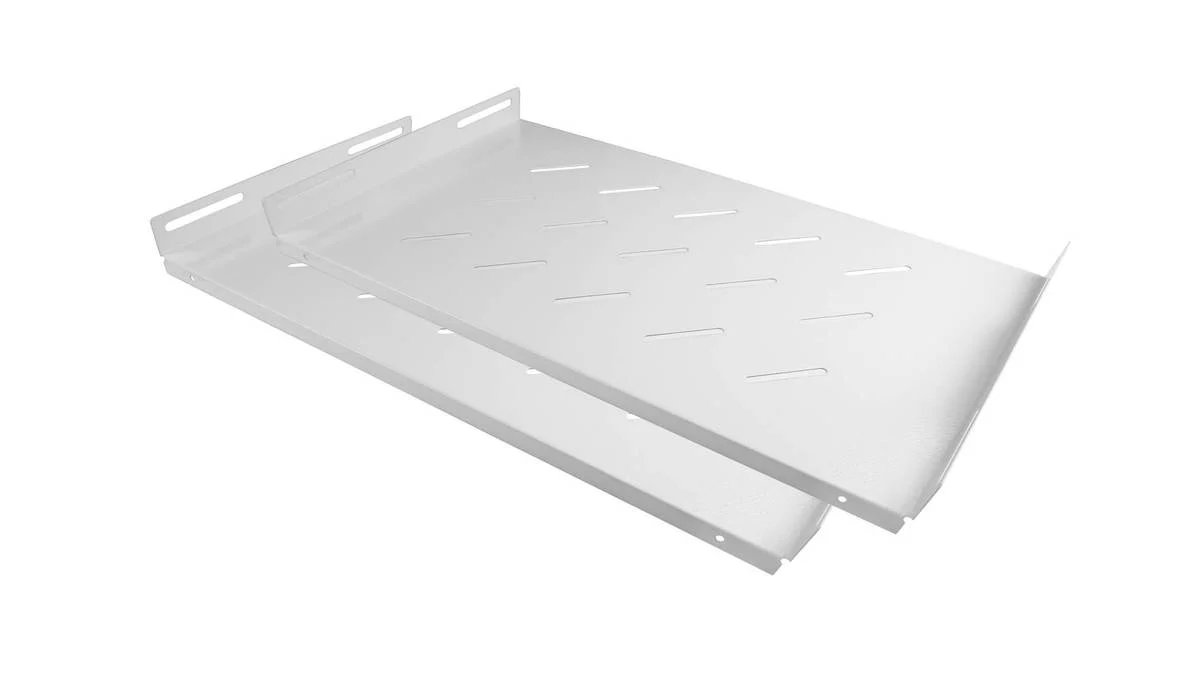 Good Connections 19" Rack Shelf, 2-Piece Set, White, 1U Height