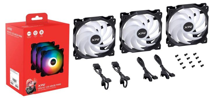 Kit de 3 Ventiladores ADATA XPG VENTO 120 ARGB (Negro)