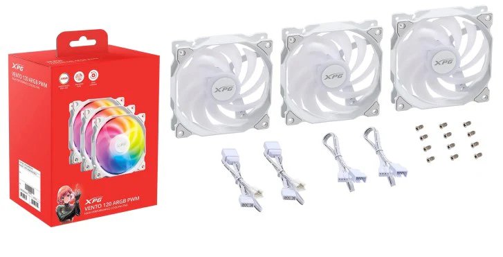 Ventilador XPG VENTO 120 ARGB (Paquete de 3 - Blanco)