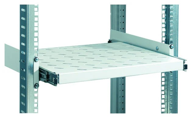  Schäfer 19-inch Fixed Rack Shelf, 2U, 400mm Deep, Light Grey RAL 7035