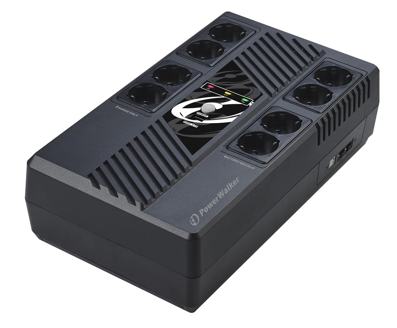 BlueWalker PowerWalker VI 600 MS FR UPS - 230V AC - 360W - 600VA - 7Ah - USB - 8 Outlet