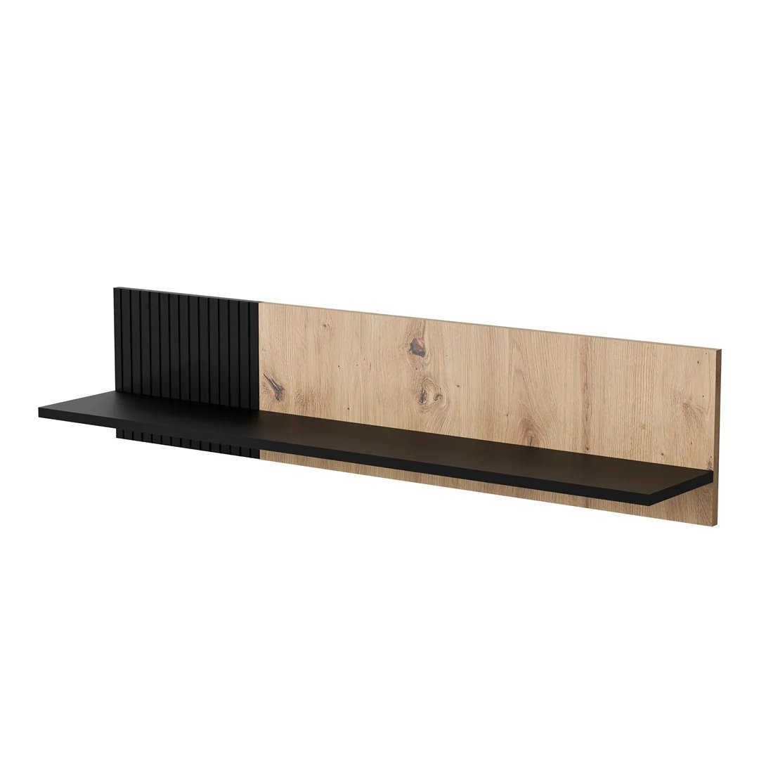 Cama MEBLE MERCI Shelf, Black/Oak, 110x20x25 cm