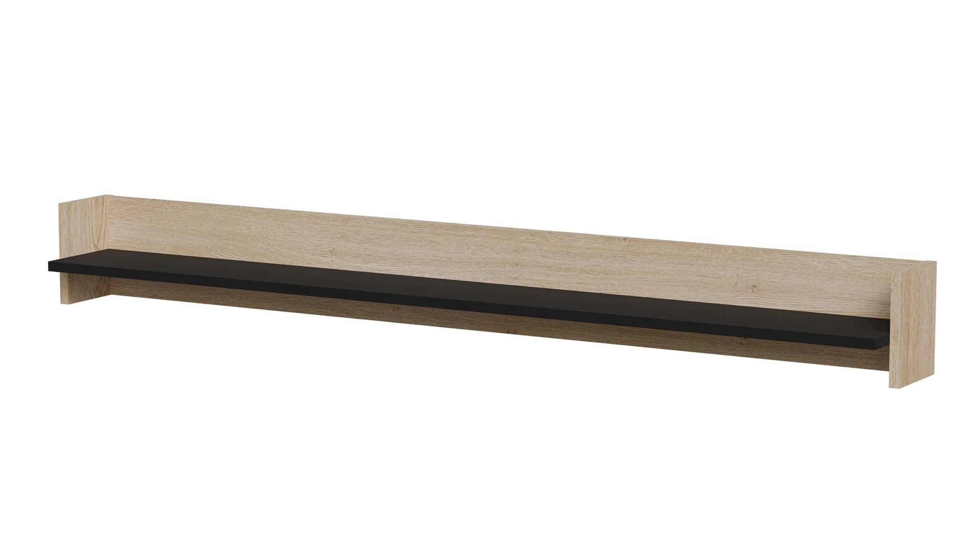 Porto Oak/Black Shelf, 150x18x16.5cm