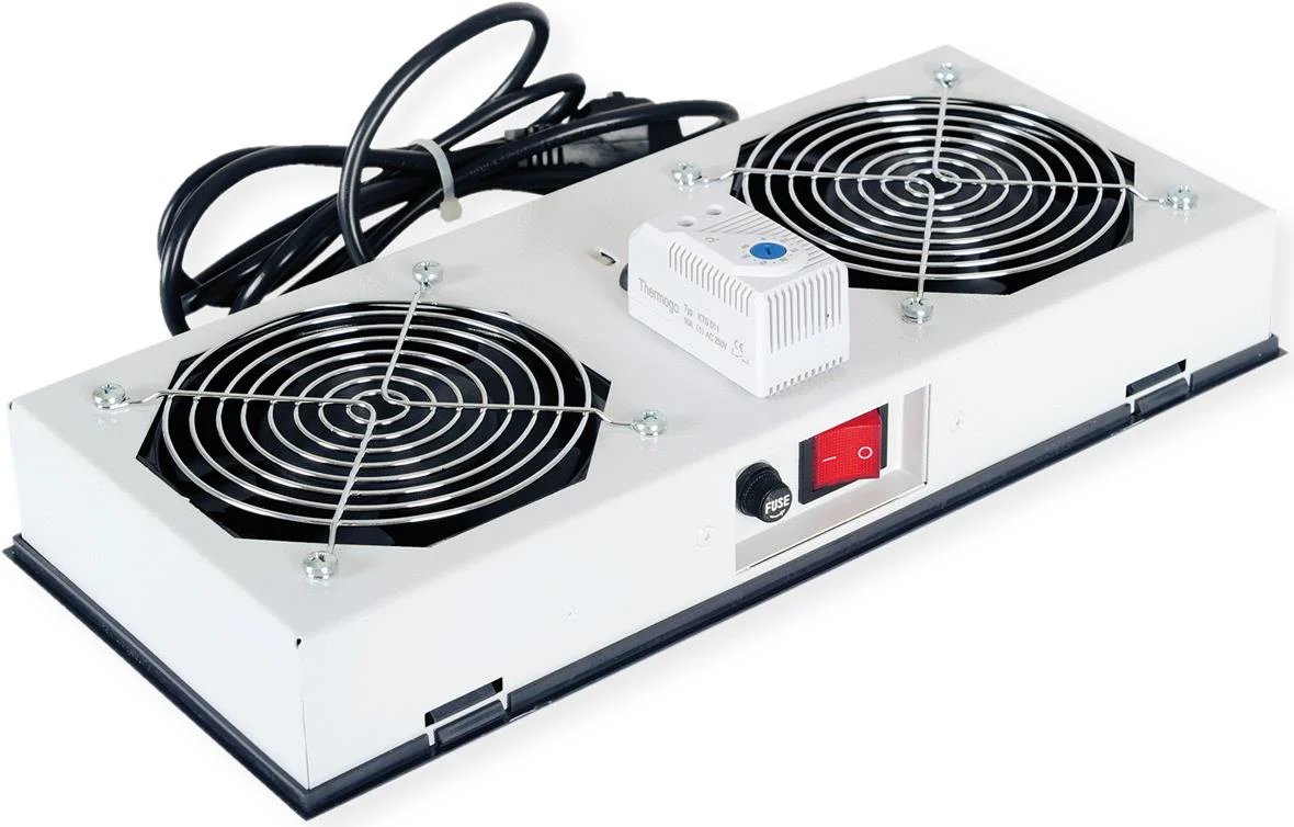 ROLINE Wall Mount Fan Unit, 2 Fans for 19-Inch Enclosures, Gray (26.21.0019)