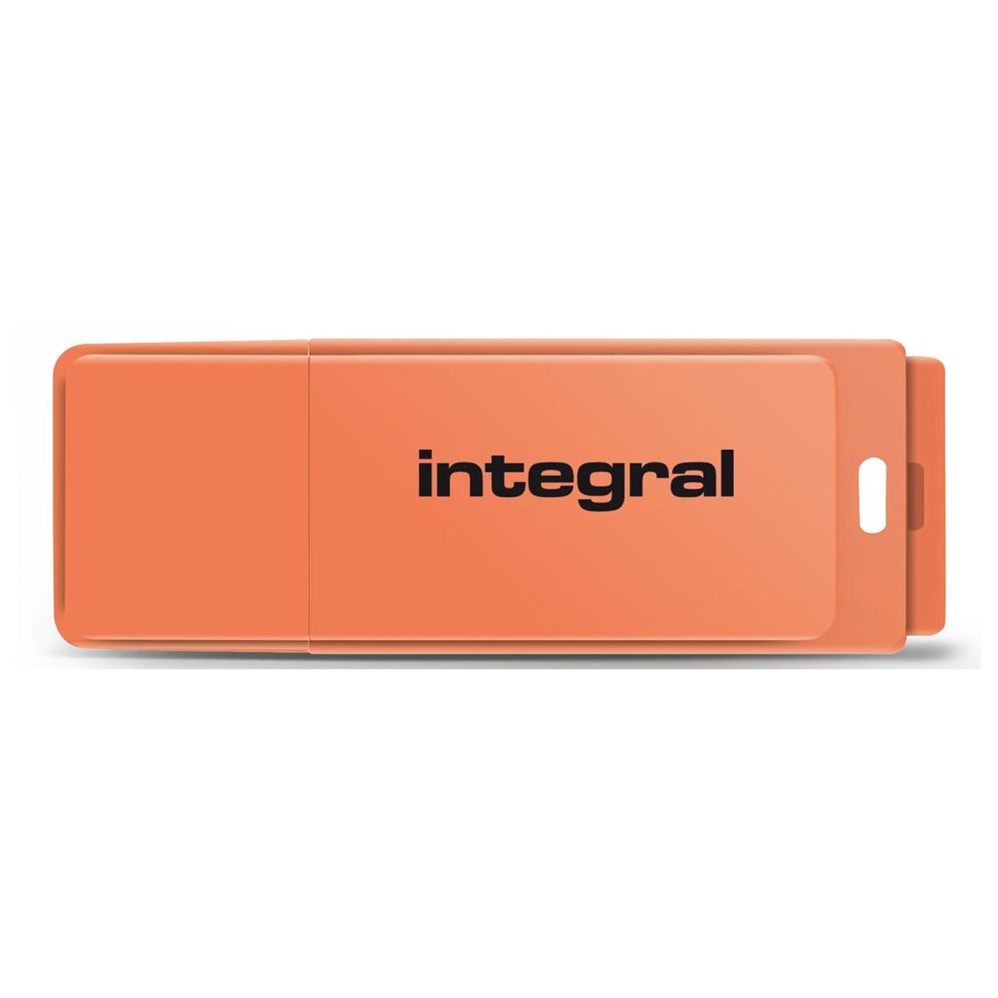 Integral Neon USB Flash Drive - 32GB - USB 2.0 - Orange