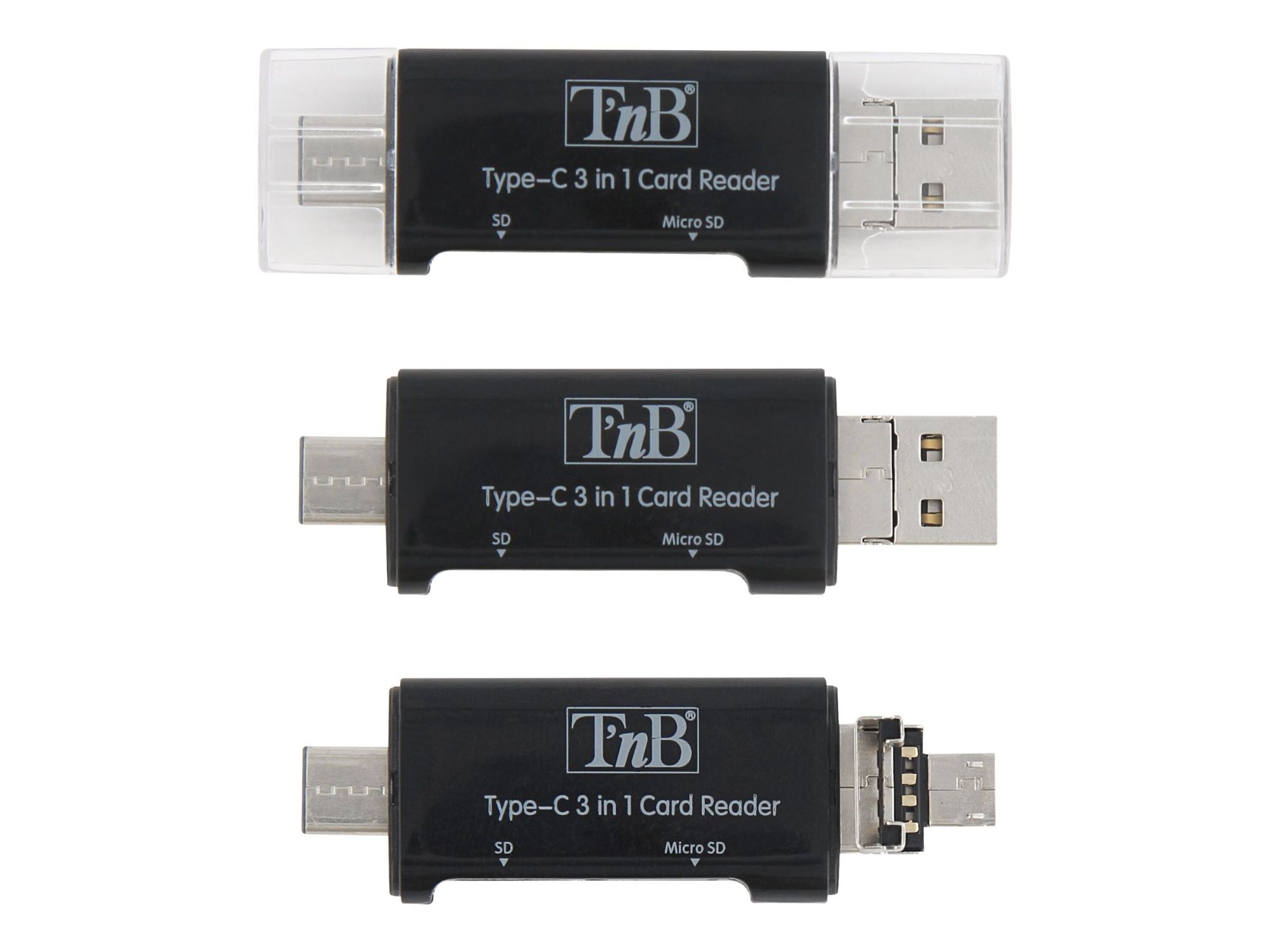 Lecteur de cartes TNB 3 en 1 (SD, microSD) USB 2.0/USB-C