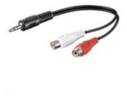 Adaptador de audio MicroConnect - 2 conectores RCA hembra para minijack estéreo macho de 3,5 mm - 20 cm