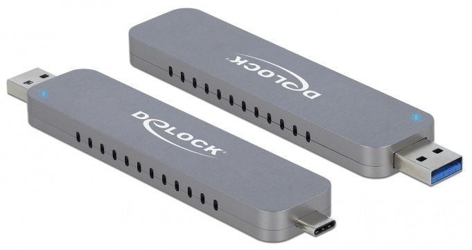 Delock M.2 SSD Enclosure - Silver, 10Gbps, LED Indicator