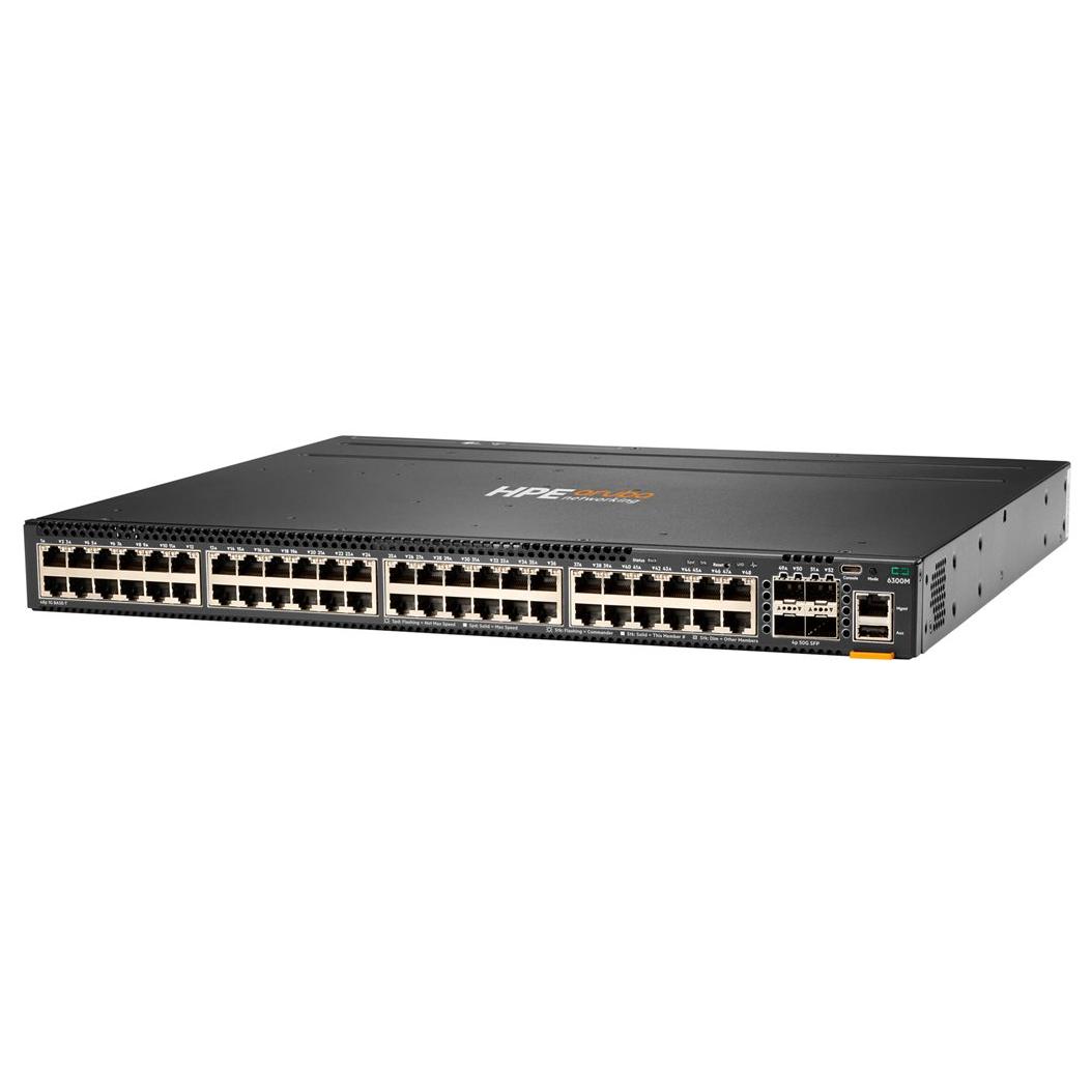HPE Aruba 6300M - Switch - C3 - Managed - 48 x 10/100/1000 + 4 x 1G/10G/25G/50G SFP56 (uplink/storage) - Front, Side, Rear Mount - Rack-mount