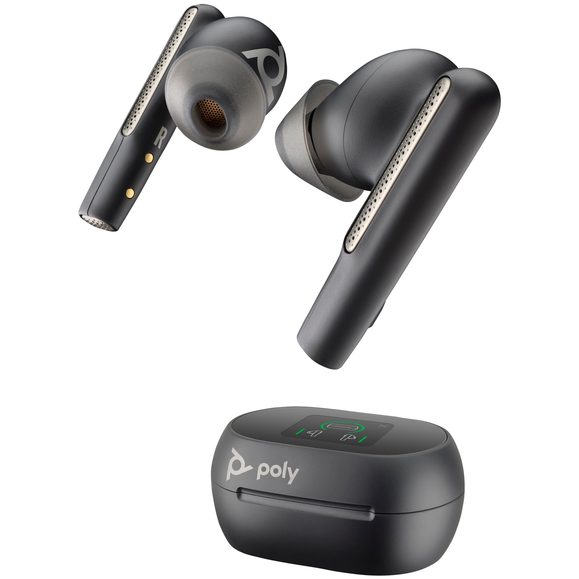 Poly Voyager Free 60+ - Wireless Headphones with Microphone - In-Ear - Bluetooth - Active Noise Cancellation - Charcoal Black - Certified for Microsoft Teams