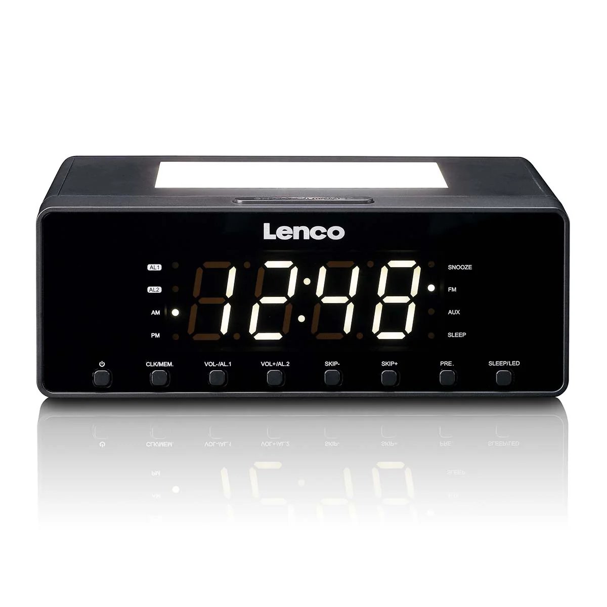 Lenco CR-540BK - FM Radio Alarm Clock with Variable Brightness Nightlight and USB Charging Function - Black