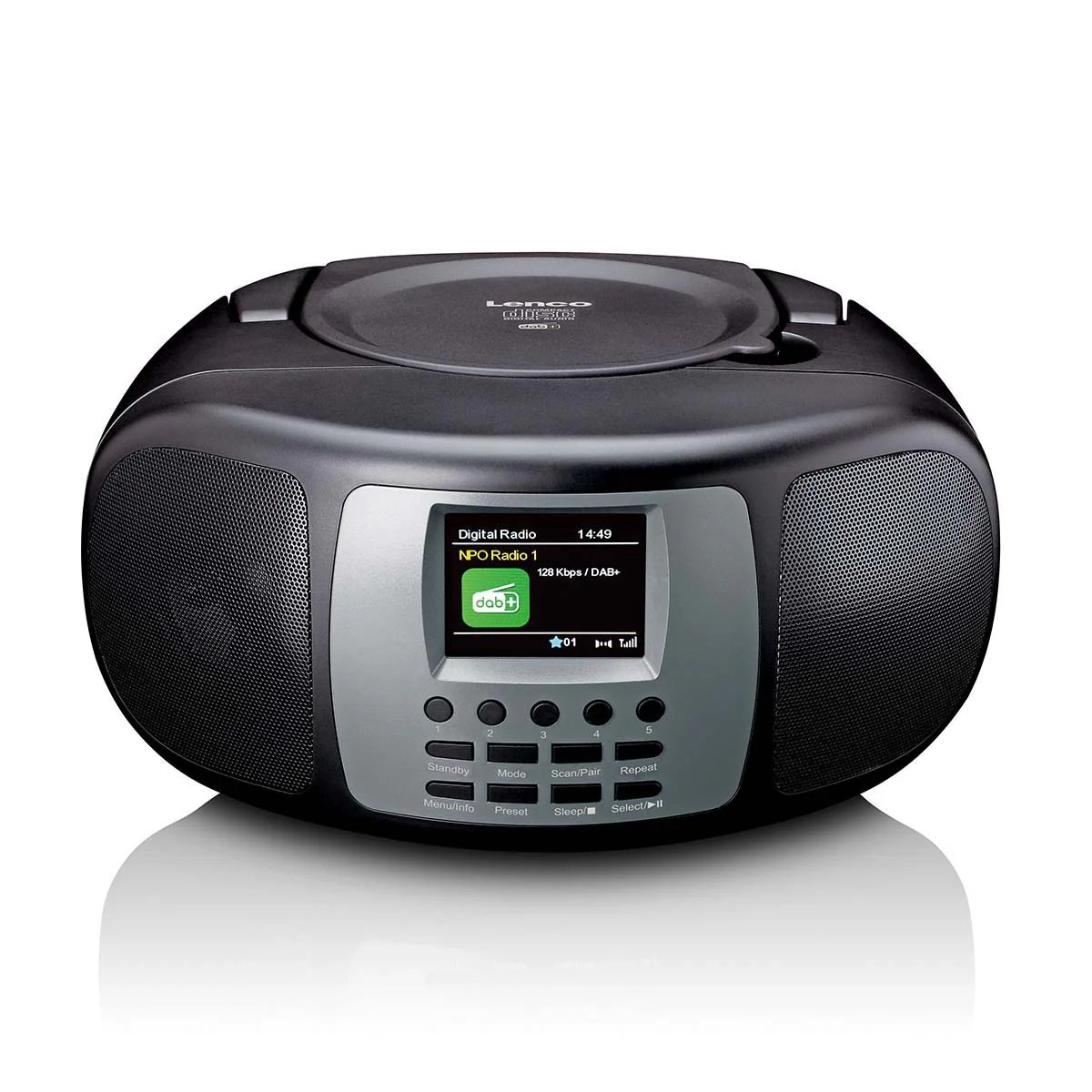 Lenco SCD-860BK - Portable DAB+/FM Radio with Bluetooth, CD Player and Color LCD Screen - Black - Euro / Type-C (CEE 7/16)