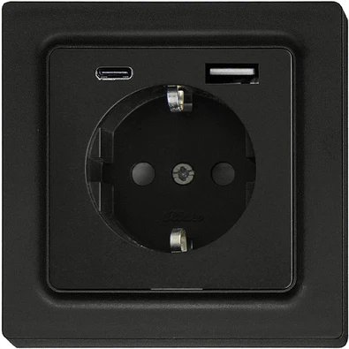 Eltako Schutzkontakt Socket, Anthra Matt, DSS55E+USBA+C-am (30055900)