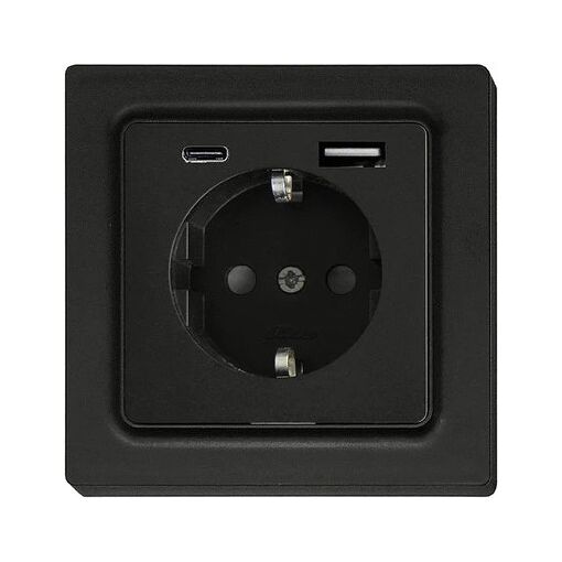 Eltako Schutzkontakt Socket, Anthra Matt, DSS55E+USBA+C-am (30055900)