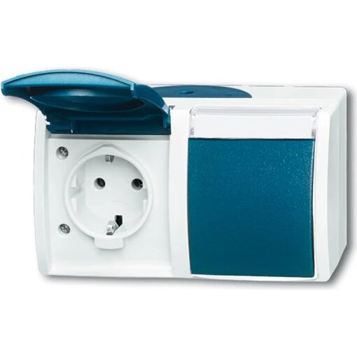 Busch-Jaeger Schuko Double Outlet 20/2EWN-53 Ocean Waager with Nameplate