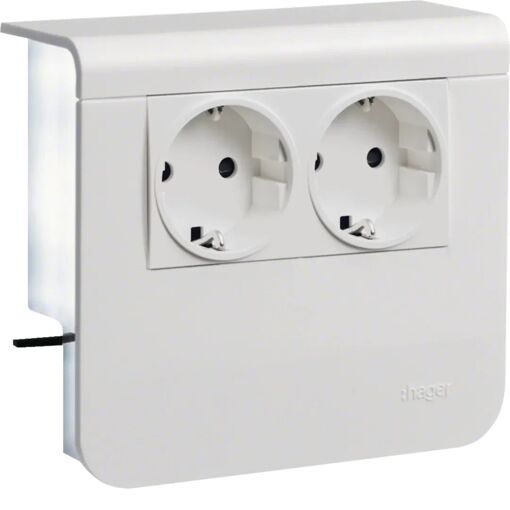 Hager SL200559009016 Dual Socket, 20x55mm, Traffic White