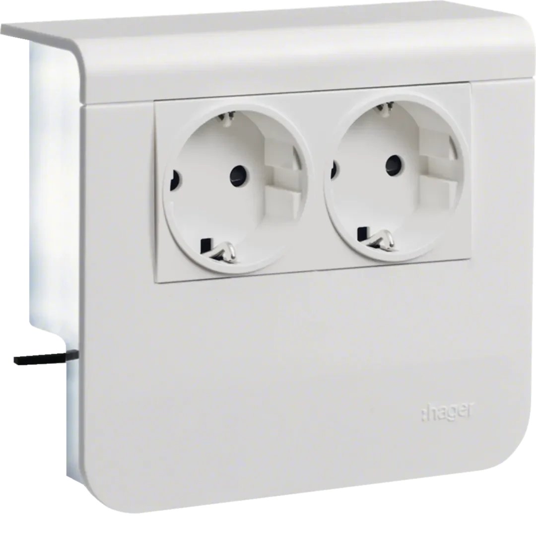 Hager SL200559009016 Dual Socket, 20x55mm, Traffic White