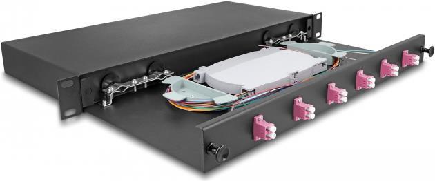 Delock 19-inch Fiber Optic Splice Box, 6x LC Duplex OM4