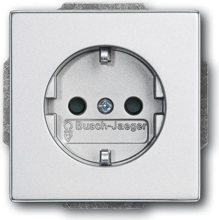 Busch Jaeger Schuko Wall Outlet, CEE 7/3, Silver