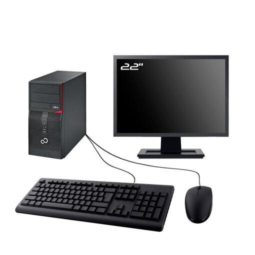 Fujitsu P556 Tower PC - 22" Display, Intel i3-6100, 32GB RAM, 480GB SSD, Windows 11