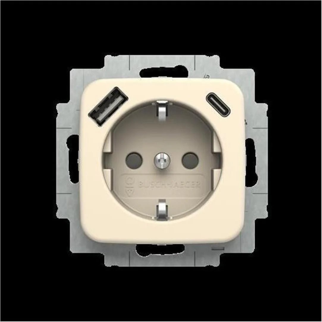 Prise murale Busch-Jaeger avec chargeur USB intégré, EUCB2USBAC-212