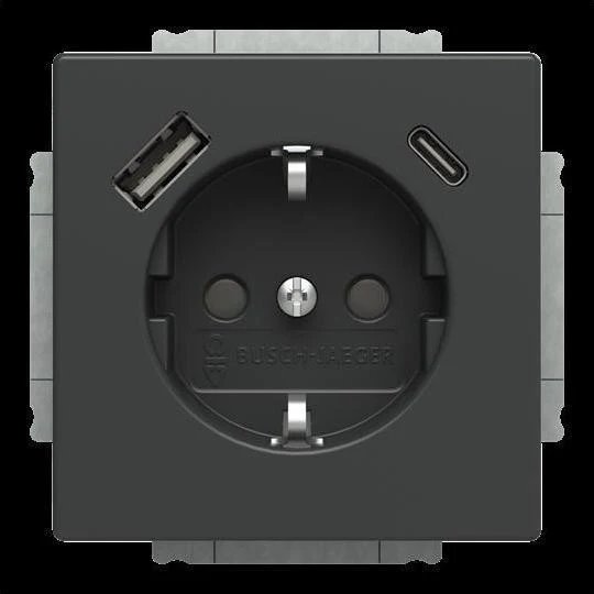 Prise murale Busch-Jaeger avec chargeur USB intégré