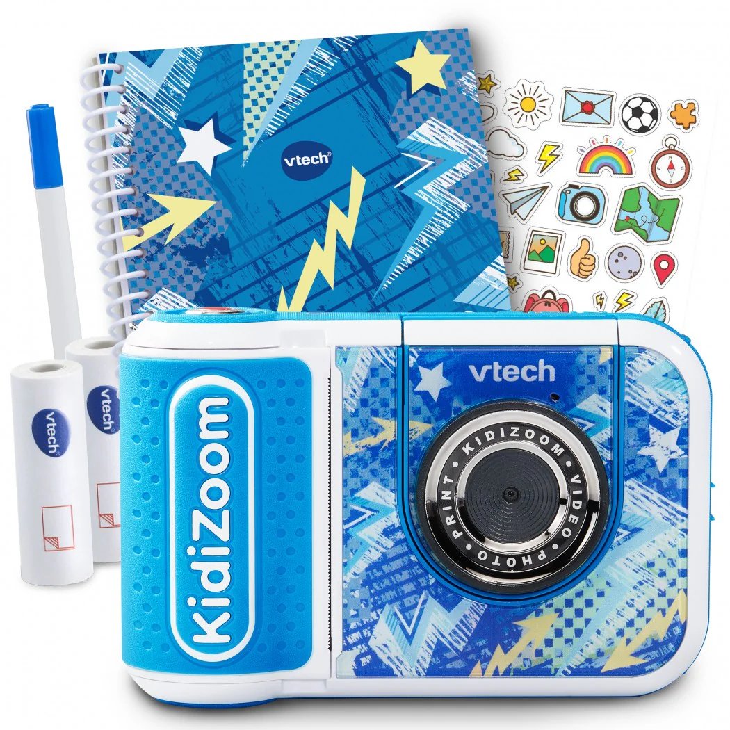 Bundle Cámara VTech KidiZoom Impresión y Carpeta para Recortes, Azul (80-549134)
