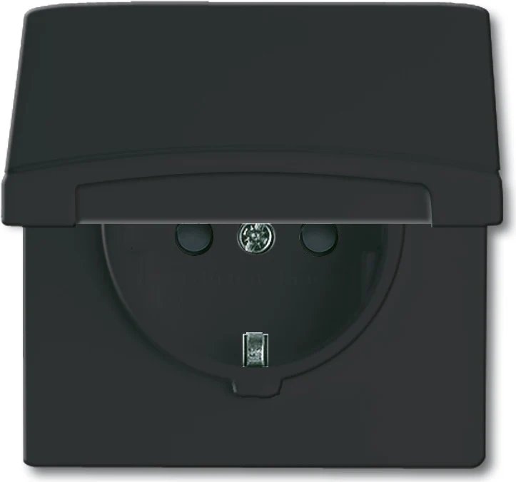 Busch-Jaeger 2064-0-0295 CEE 7/3 Socket, Black, IP44, 250V, 16A