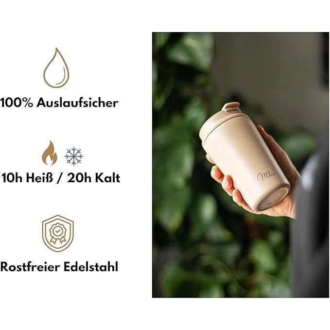 Milu Insulated Mug Model 1334 - 400ml Beige Thermal Cup