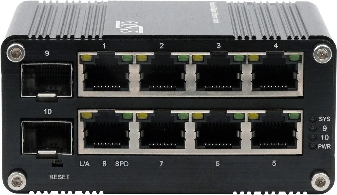 Exsys Mini 8+2 Port Industrial Gigabit Switch, Web-Managed (EX-62035M-SFP)