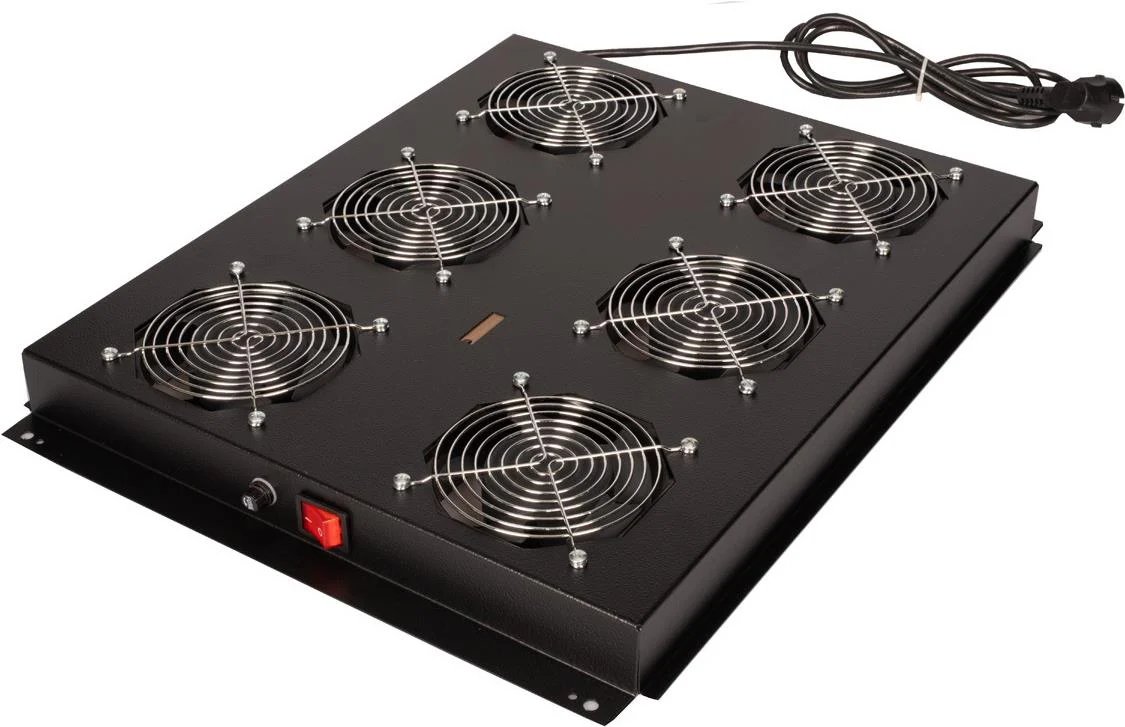 ROLINE 19-inch Fan Unit with 6 Fans, ON/OFF for Server Cabinets, Black (26.21.0310)