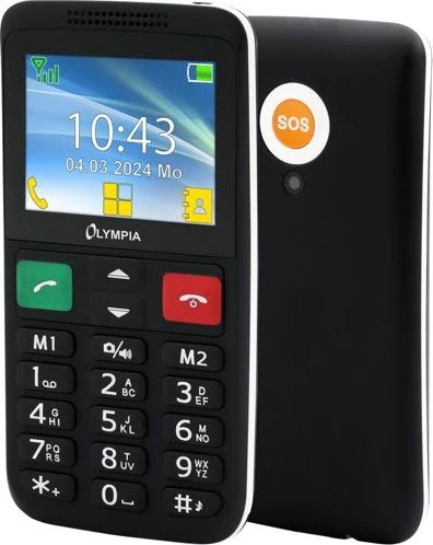 Olympia Lux Large Button Mobile Phone with 2.4" Color Display, SOS Button, Dual SIM, Camera, Black (2229)