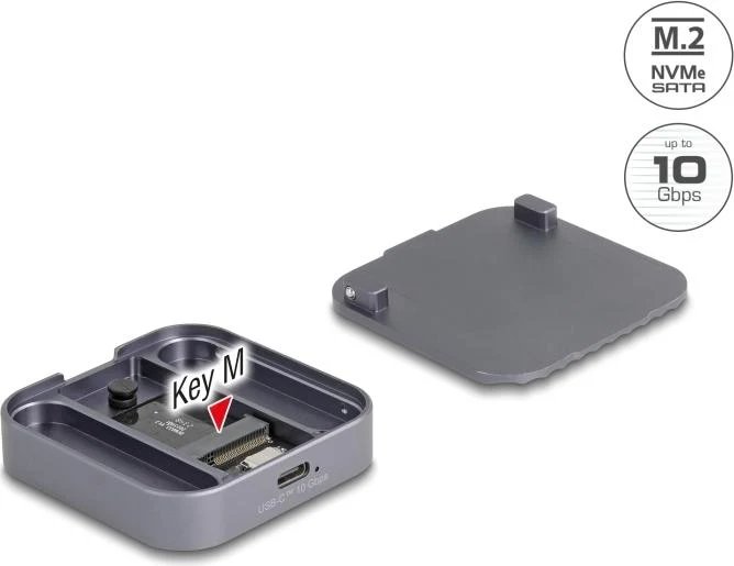 Delock Carcasa Magnética USB Tipo C 10 Gbps para 1x M.2 NVMe o SSD SATA (42032)