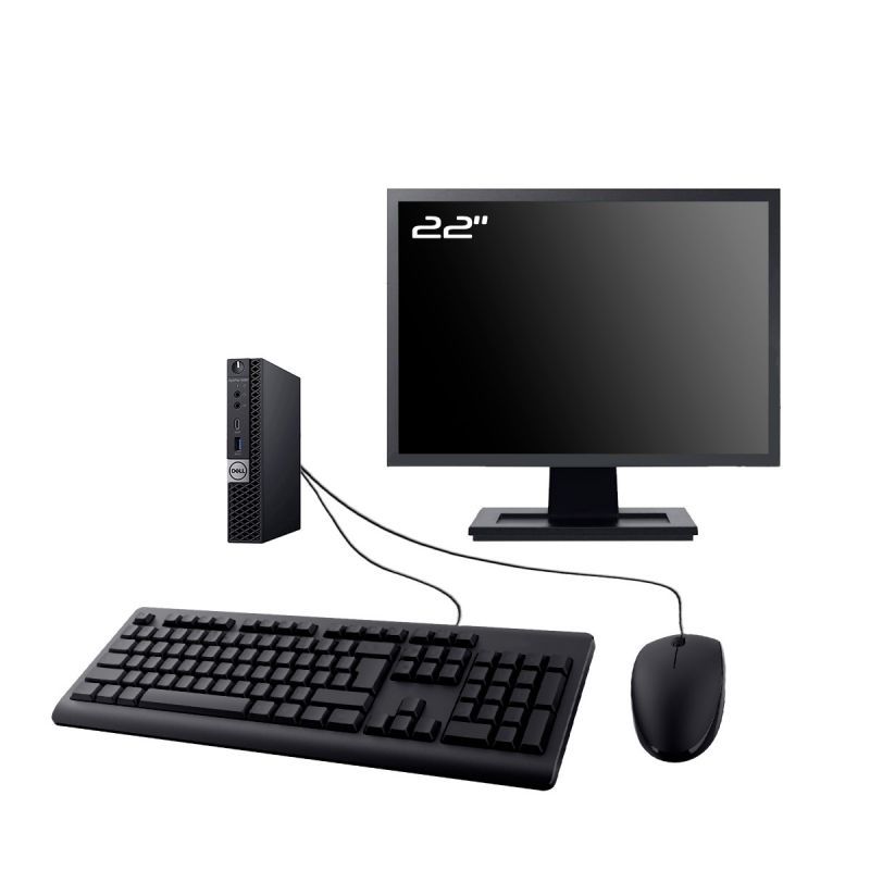 Ordinateur de bureau Dell OptiPlex 5060 Micro - Écran 22'', Processeur Intel i3-8100T, 8 Go de RAM, 240 Go SSD, Windows 11
