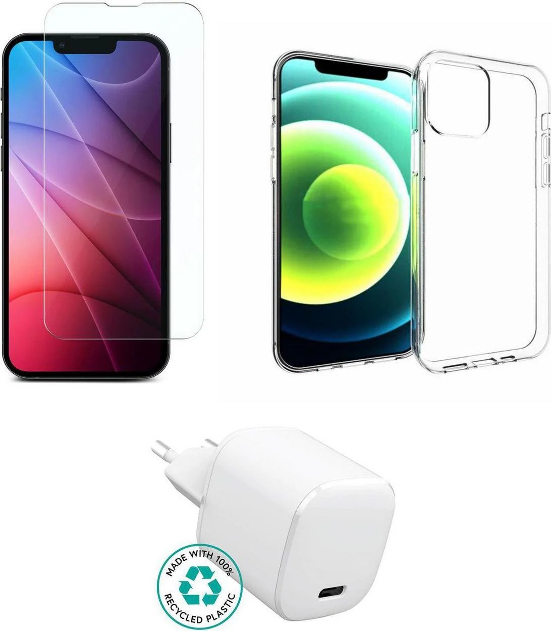 ESTUFF iPhone 13 Charger and Glass Cover Kit (ES-KIT-IPH13)