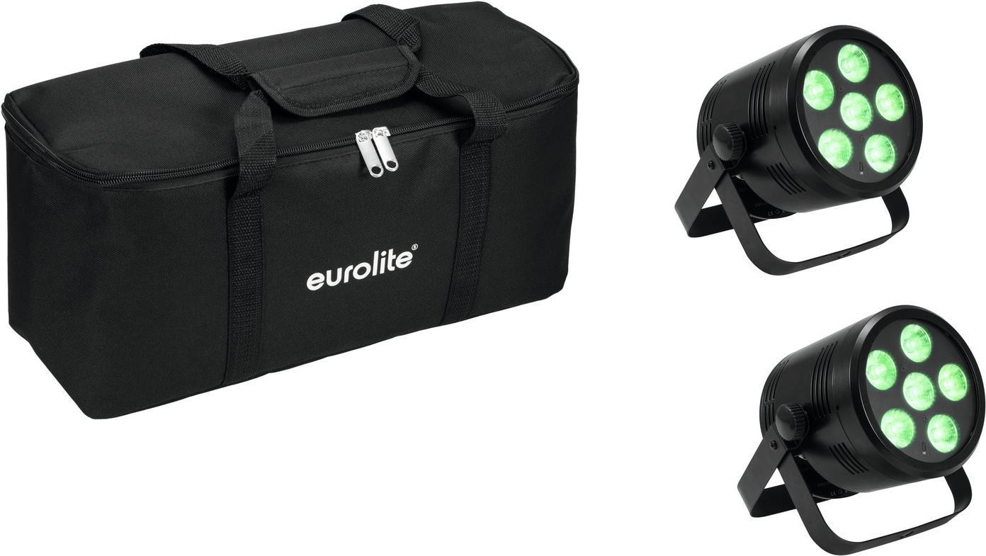 Eurolite Rechargeable PAR Light Set (2x AKKU PAR 6 QCL) with Soft Bag