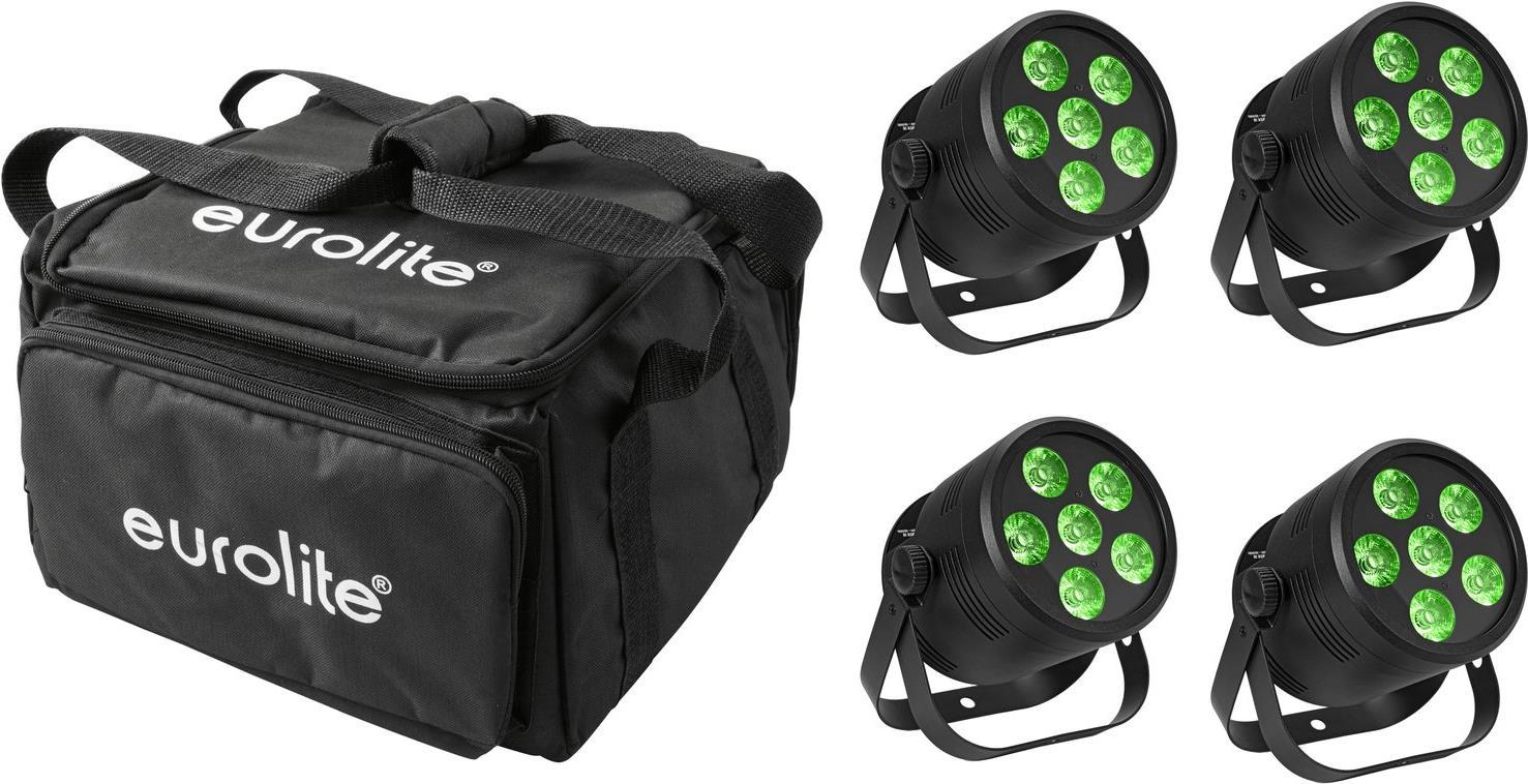 Eurolite 4x LED Silent Par 6 QCL Floor Kit with Soft Bag