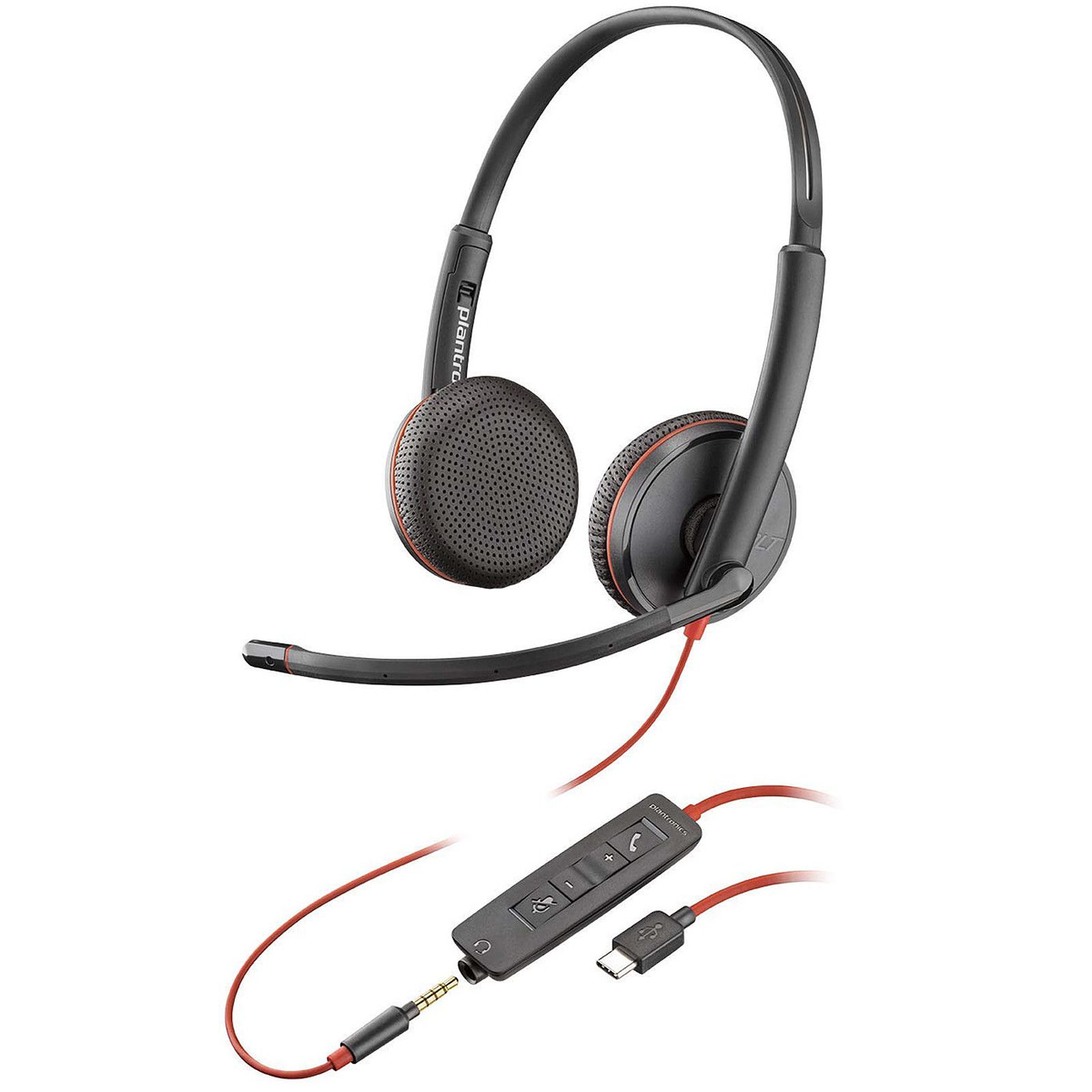 Poly Blackwire C3225 - 3200 Series Headset - Over-ear Wired Headphone - 3.5mm Jack, USB-C - Acoustic Isolation