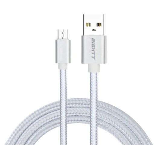 Câble USB vers MicroUSB Eightt - 1m - Braide en nylon - Argent