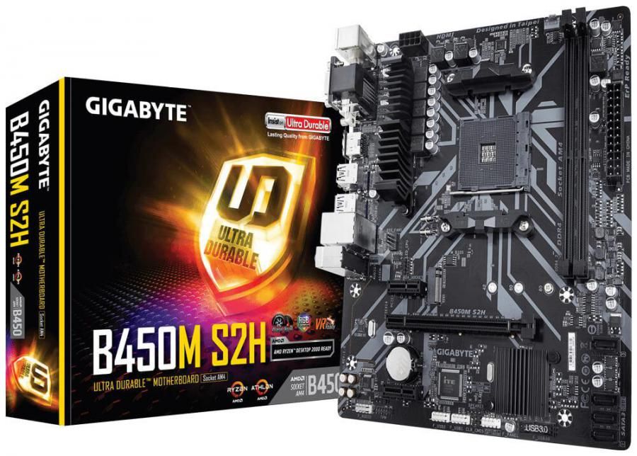 Gigabyte AMD AM4 Micro ATX Motherboard B450M S2H (8GB DDR4, No GPU)