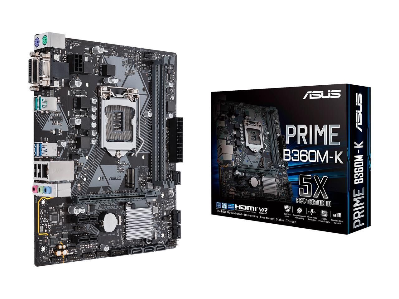 Asus Prime B360M-K LGA1151 (Series 300) DDR4 DVI VGA M.2 mATX Motherboard