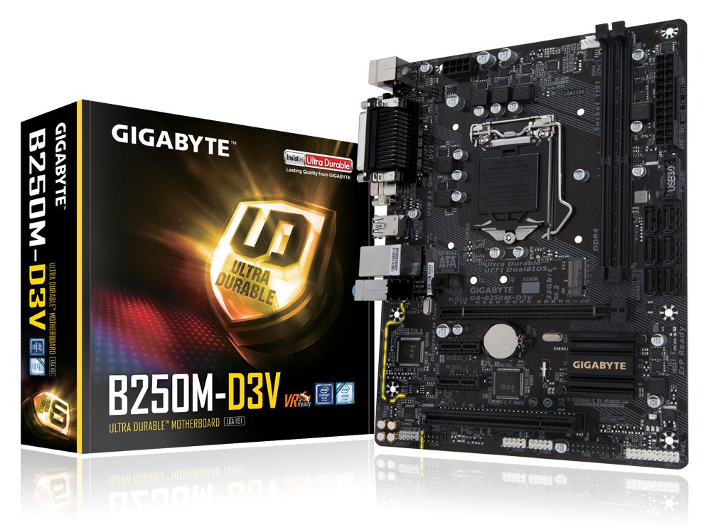 Gigabyte GA-B250M-D3V Motherboard, Supports Intel Core 7th/6th Gen Processors