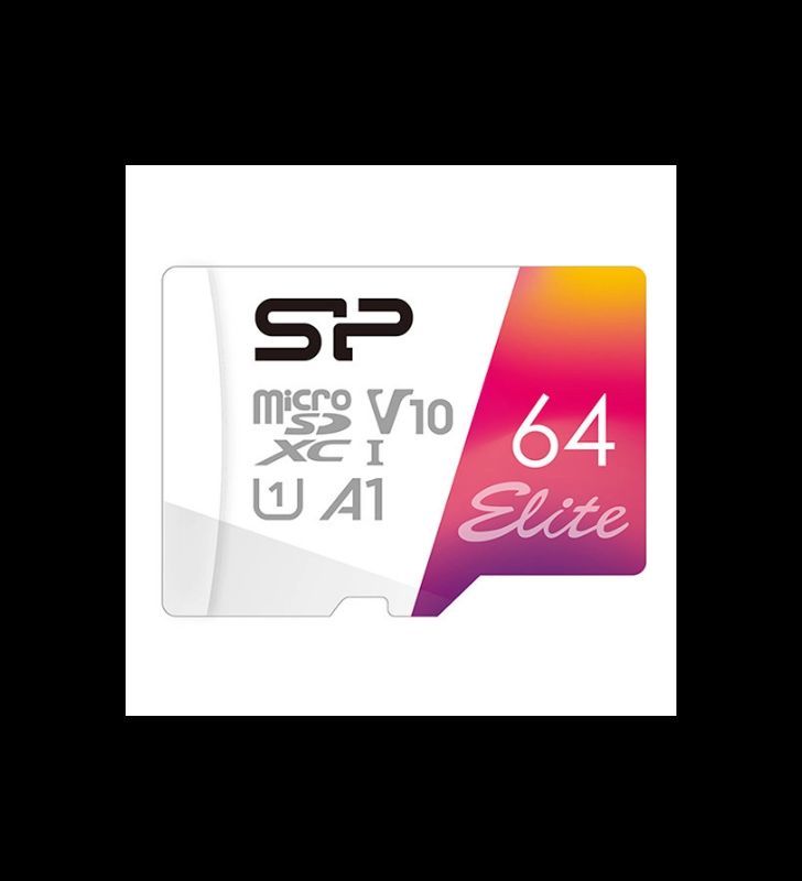 Silicon Power Elite MicroSDXC Card - 64GB (Includes SD Adapter) A1/V10/UHS-I U1/Class 10
