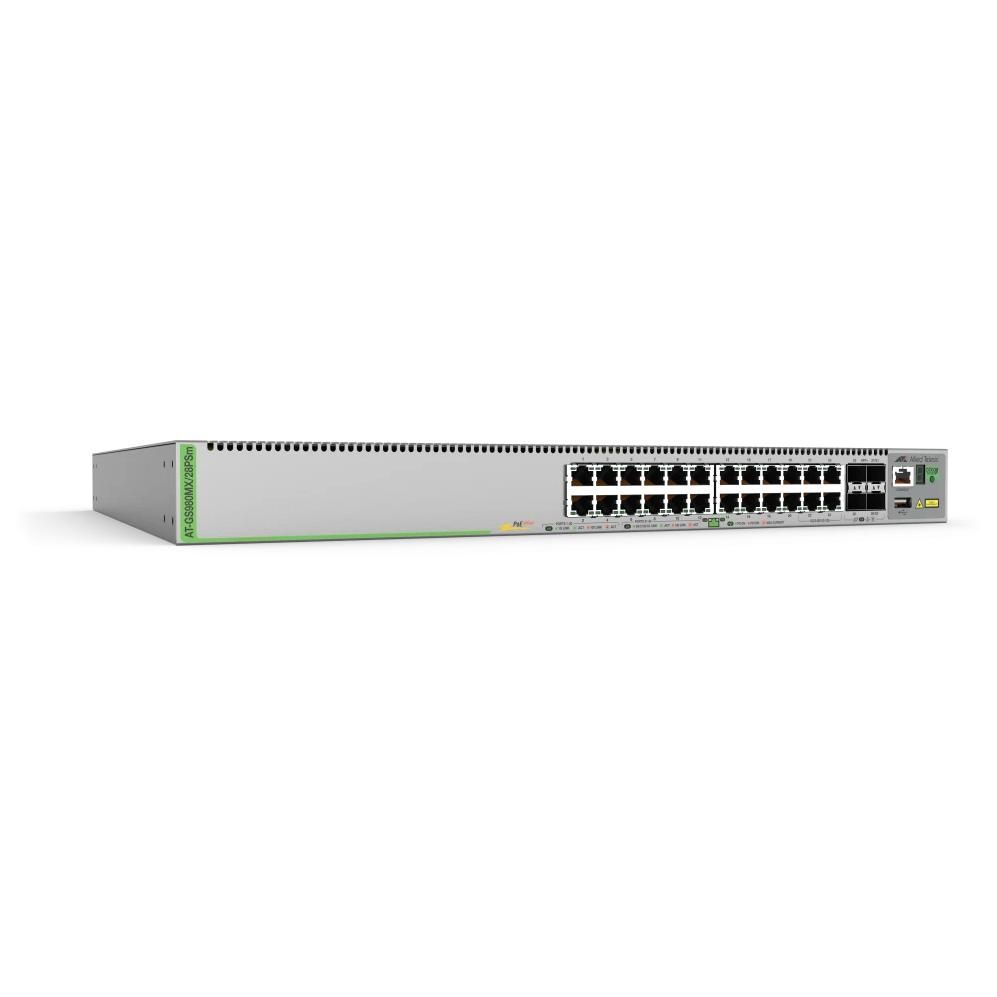 Allied Telesis AT-GS980MX/28PSM-50 Managed Gigabit Ethernet Switch (10/100/1000) with PoE, 1U Grey