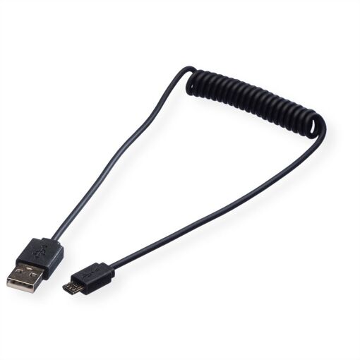 Cable USB 2.0 Espiral Roline A - Micro B, 1 m