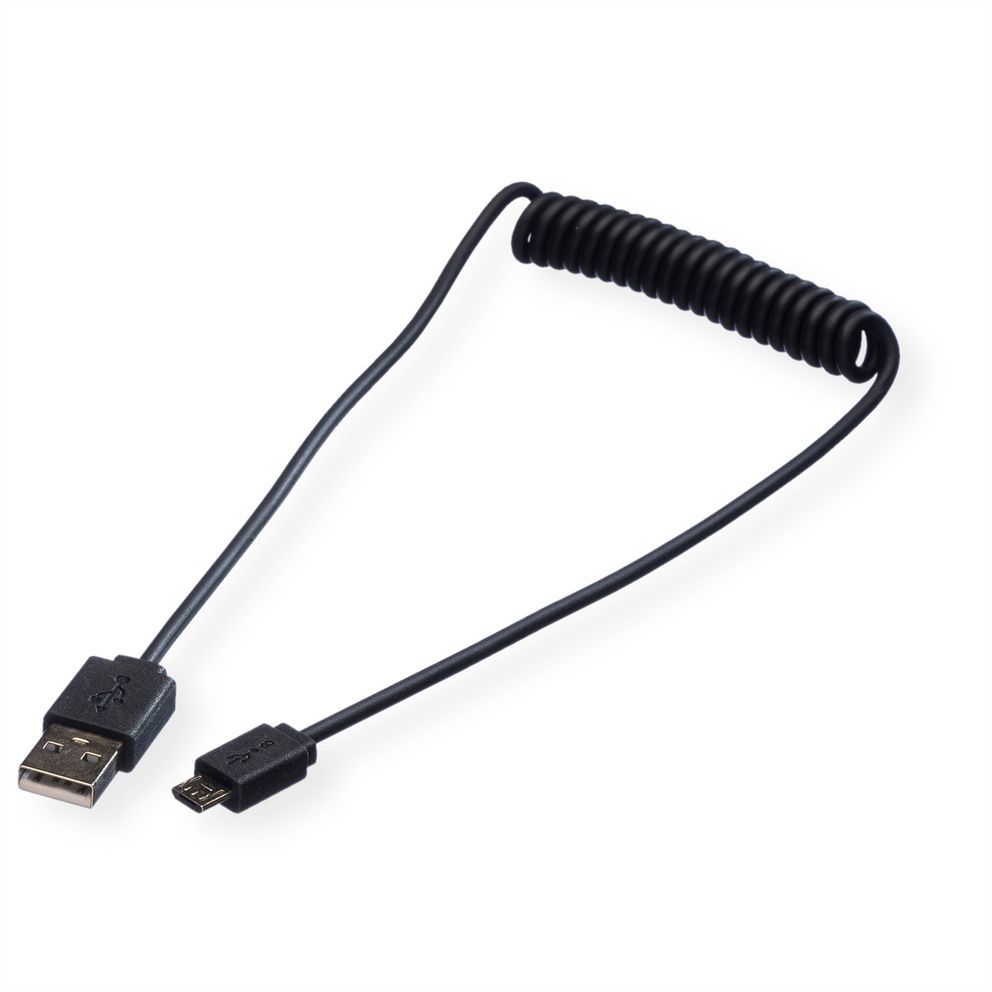 Roline Spiral USB 2.0 Cable A - Micro B, 1m